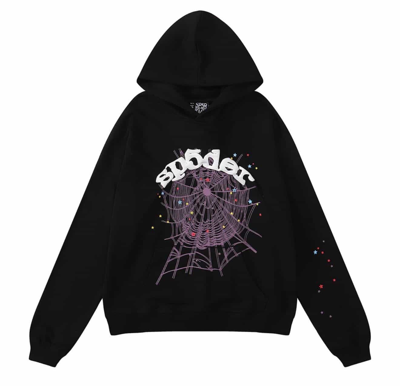 Sp5der Black Rhinestone Pullover Hoodie