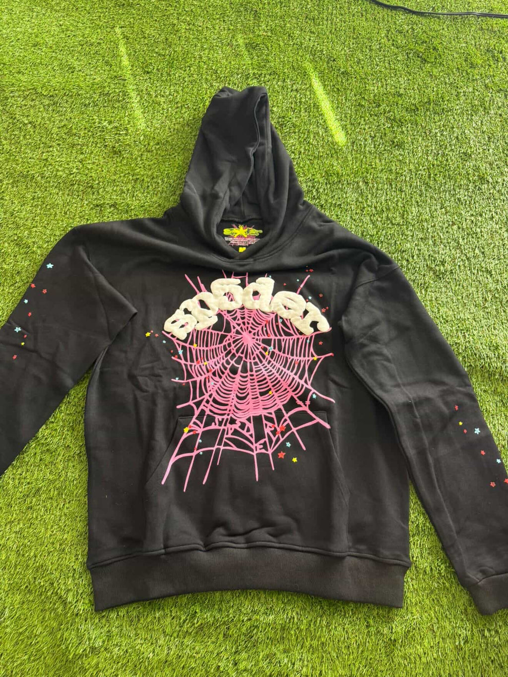 Sp5der Black Rhinestone Pullover Hoodie